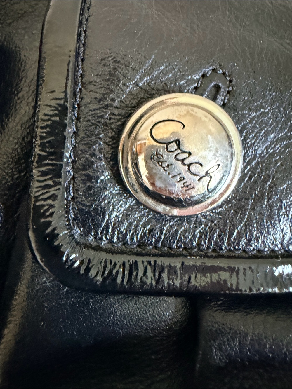Coach Poppy Black Leather Shoulder Bag with Front Pockets - Picture 3 of 13